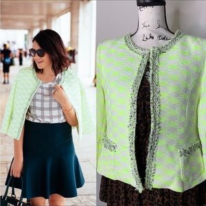 Mcginn jana diamond neon green tweed woven jacket